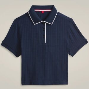 Wilson Navy Short-Sleeve Button Polo with White Piping